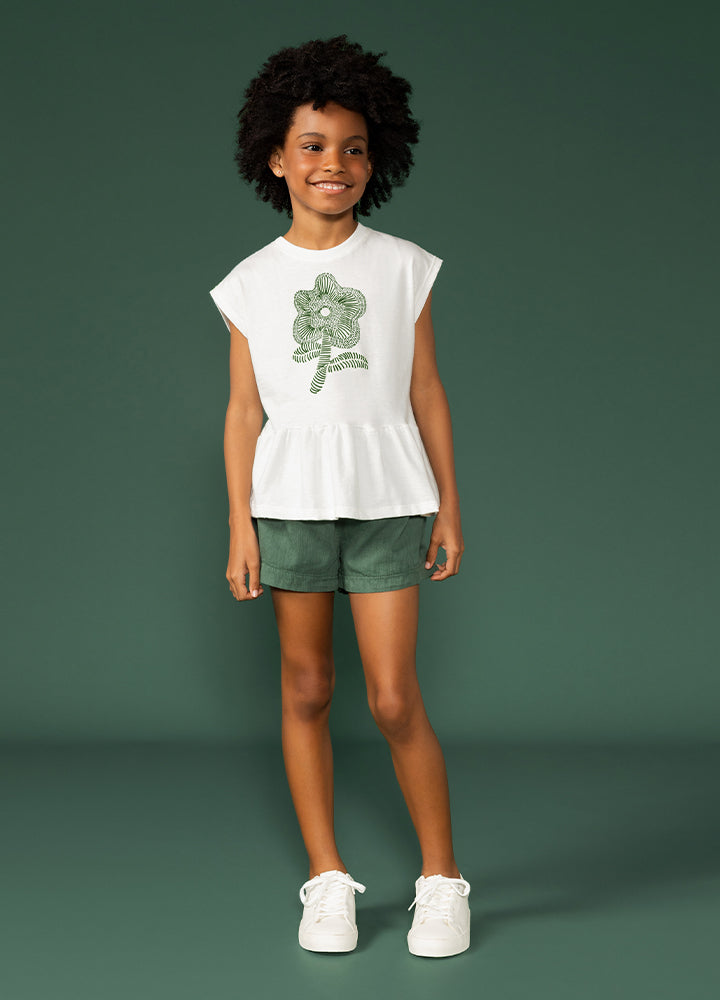 Green Flower short/top set