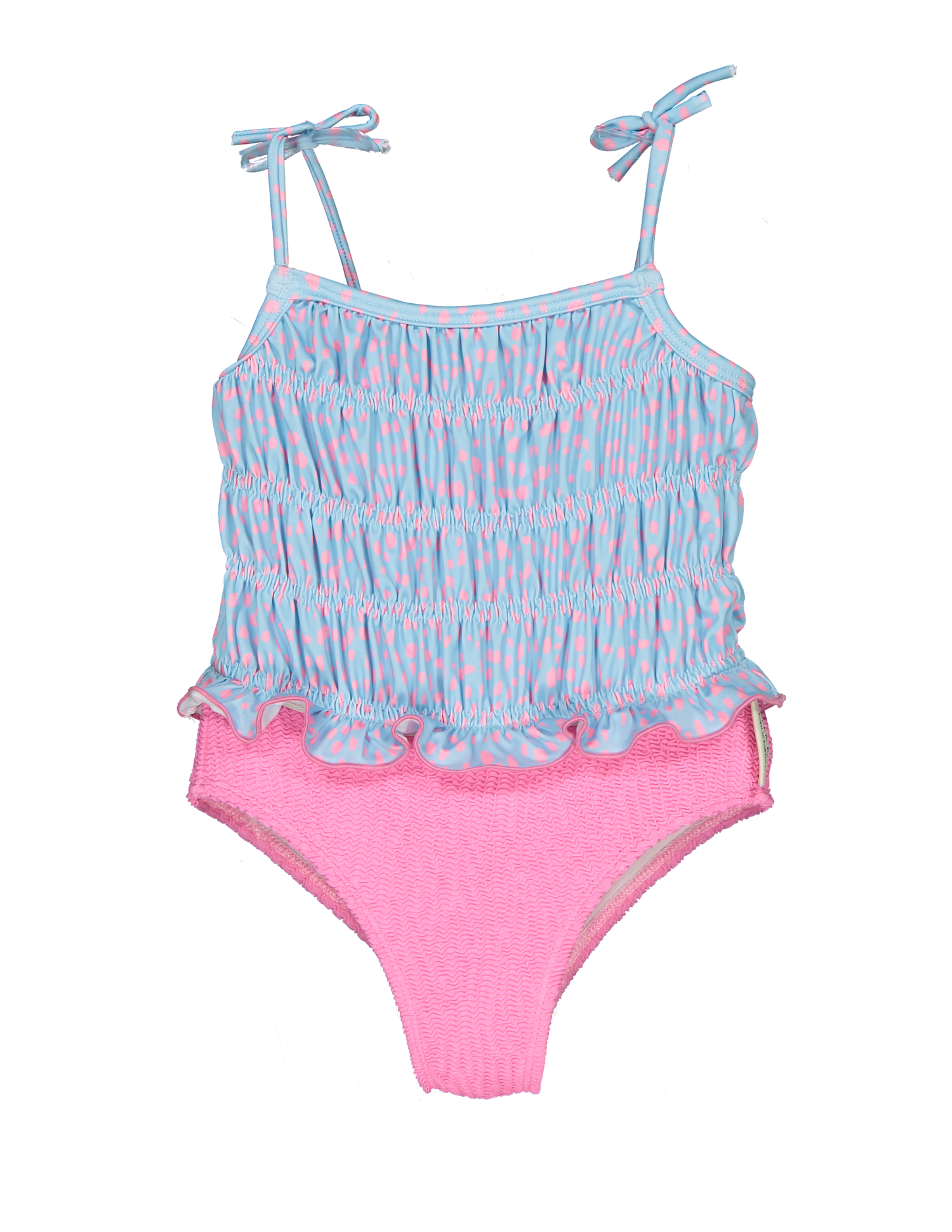Pink dots frilled swimsuit