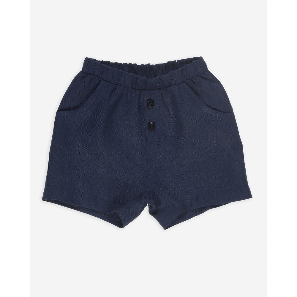 Blue 100% linen short