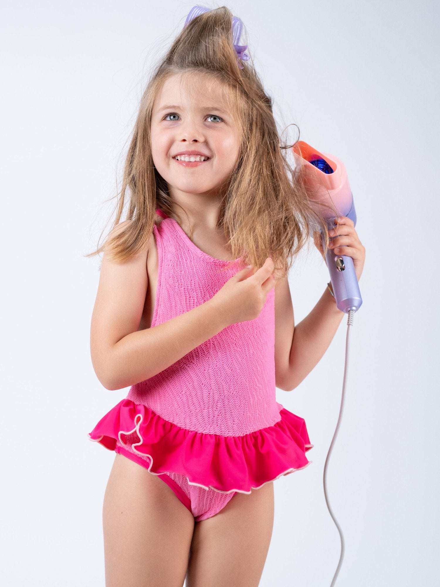 Pink waves textured swimsuit