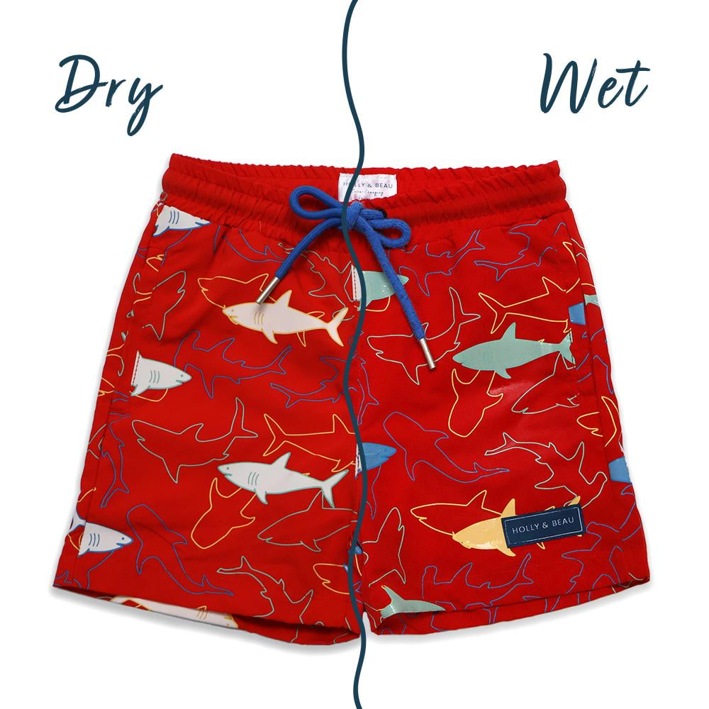 Shark color changing swim shorts
