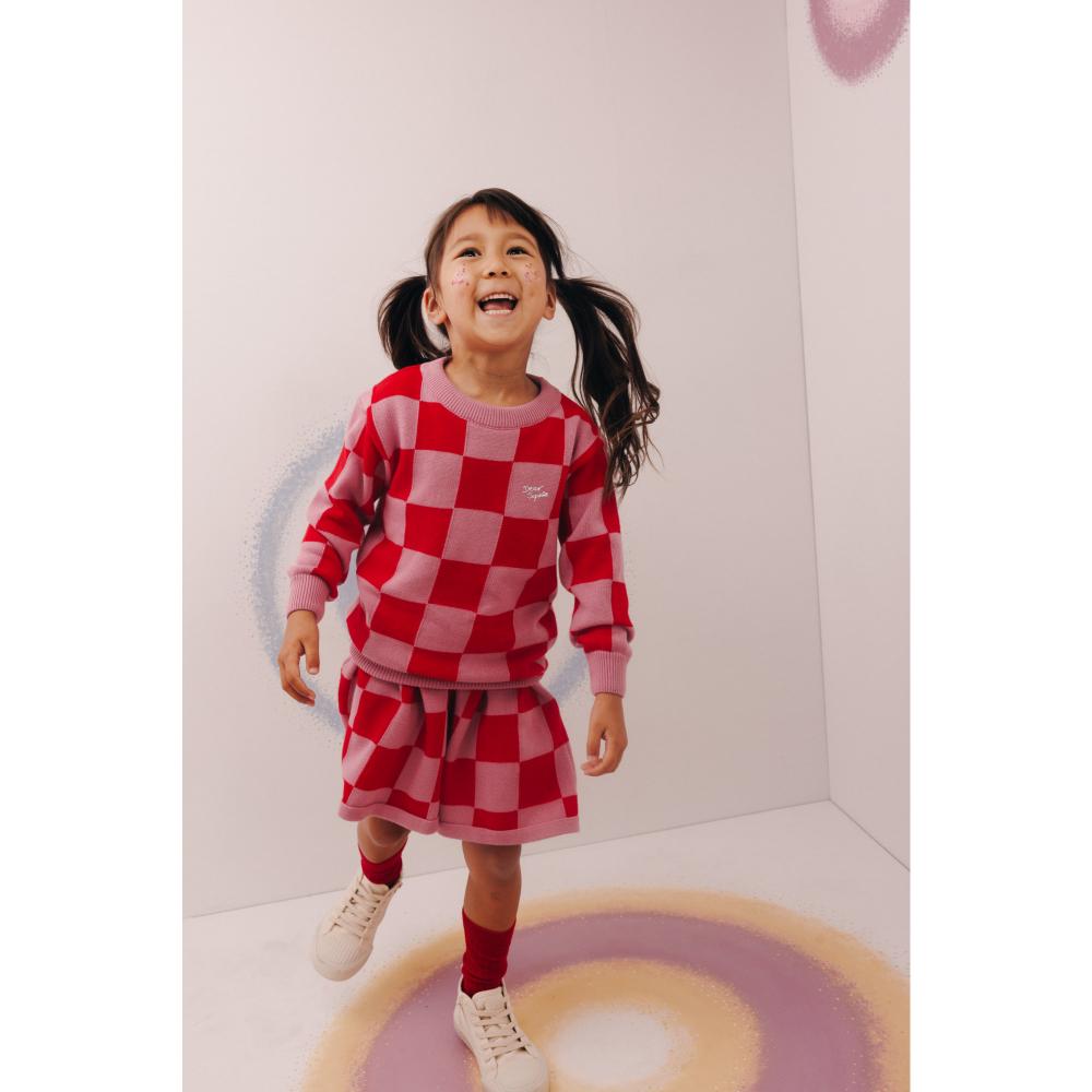 Checkered knitted sweater