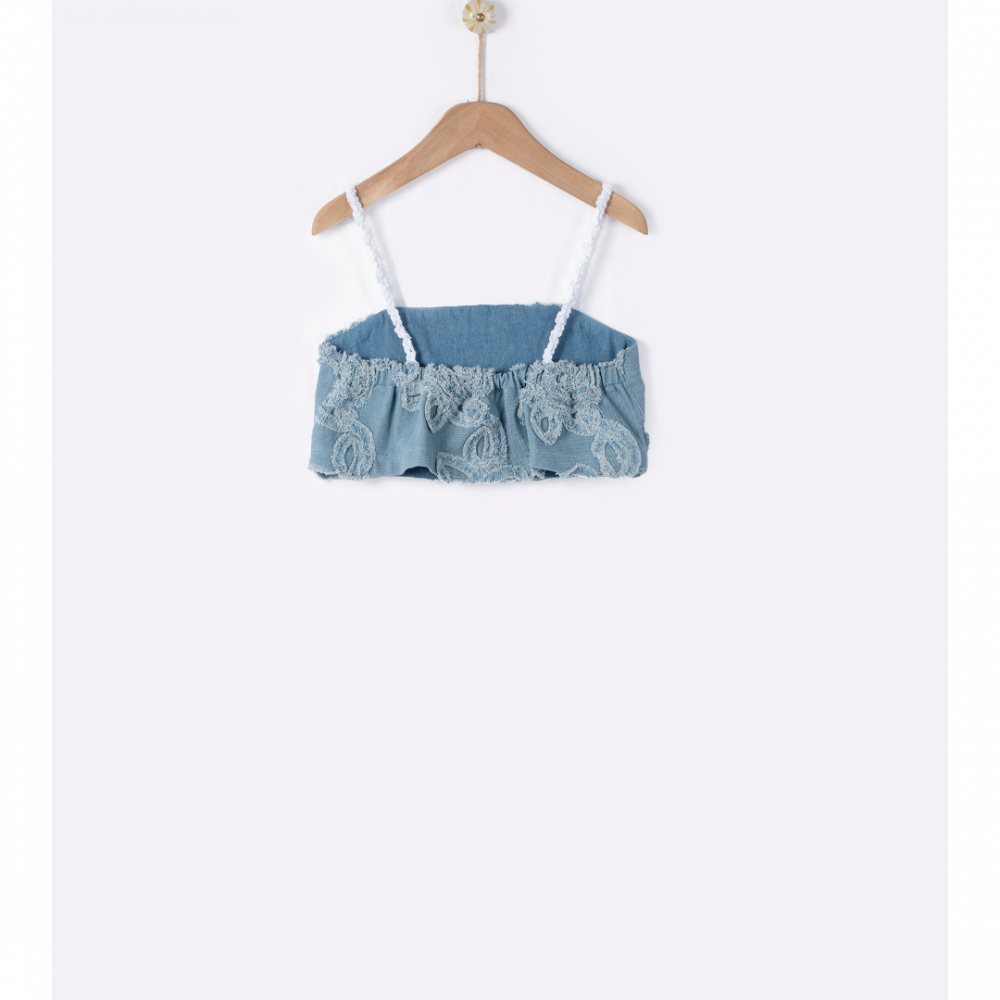 Flower denim top