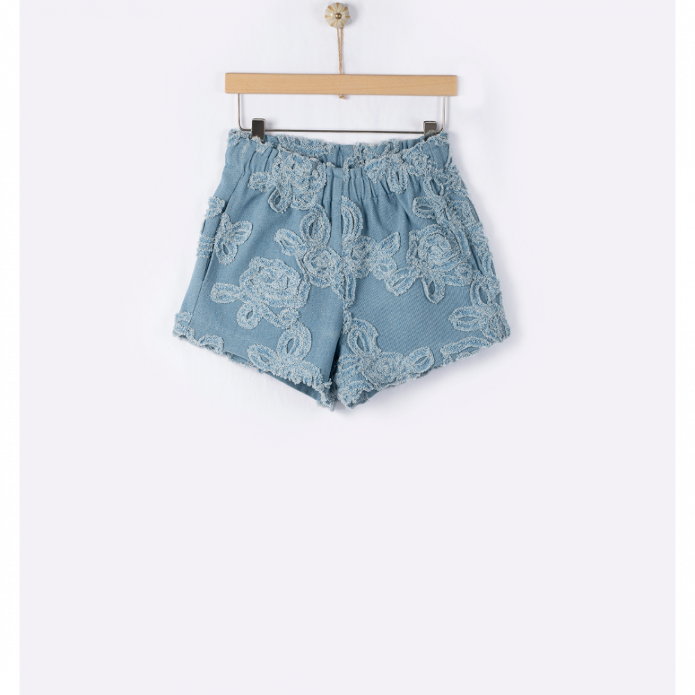 Flower denim short
