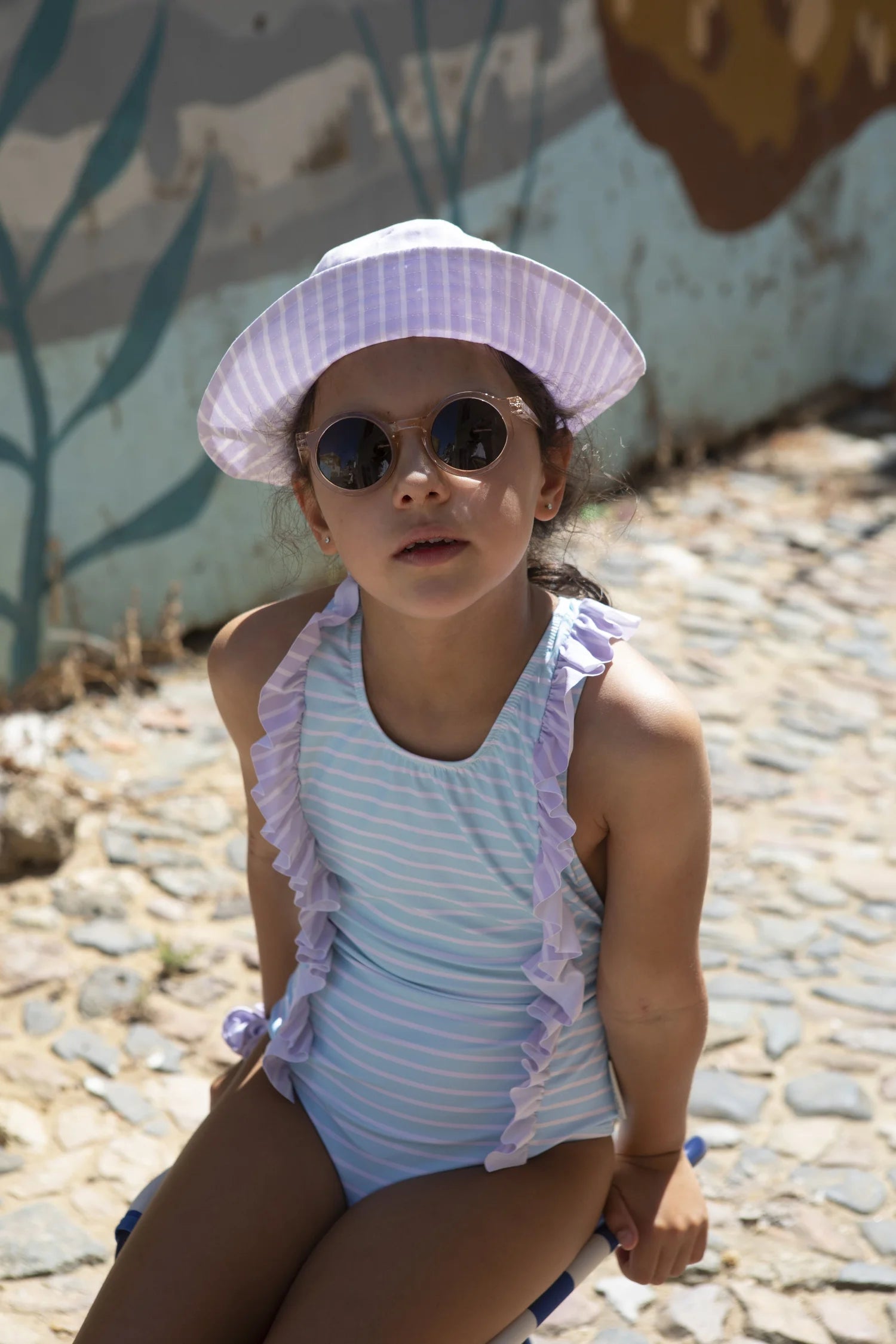 Pastel stripes swimsuit
