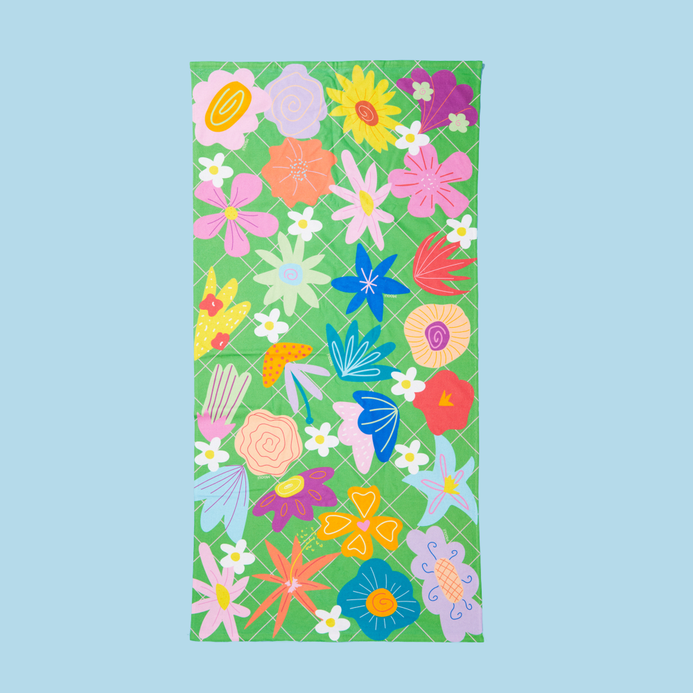 Green garden beach towel