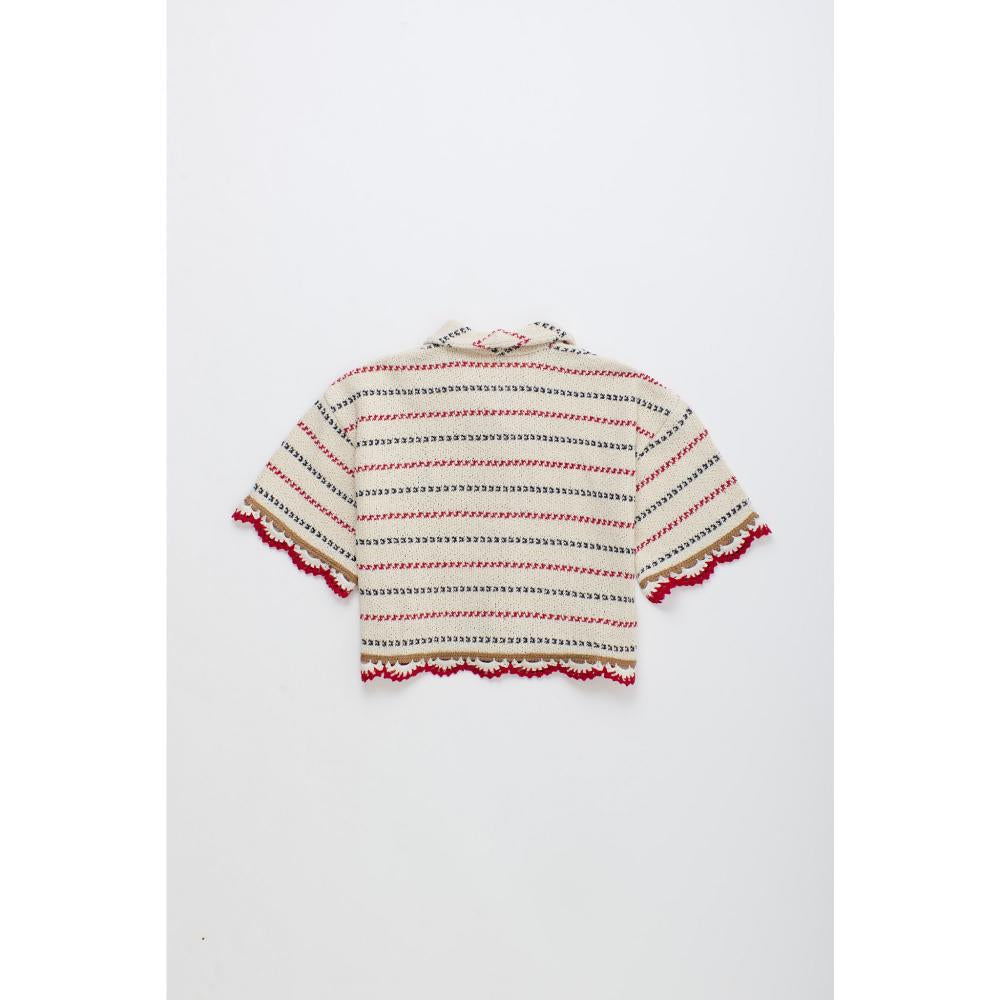 Shirt off white/red