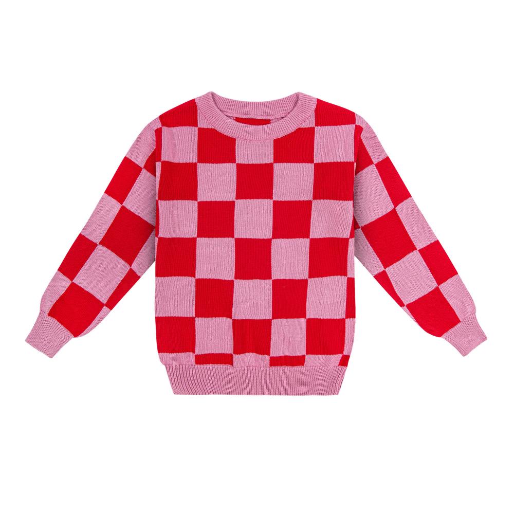 Checkered knitted sweater