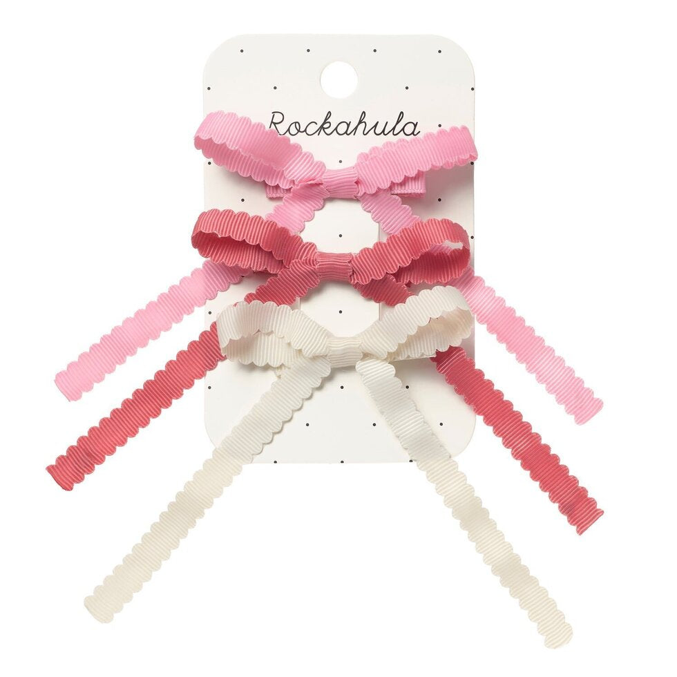 Scalloped bow tie clips 3 pack