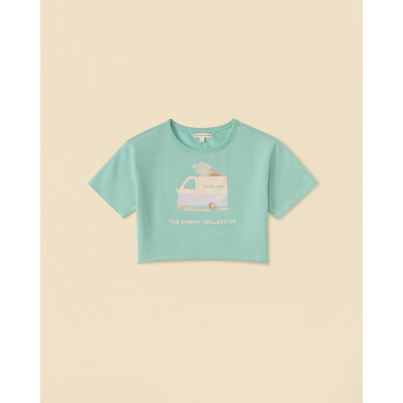 Cropped Skater Tee In River Green