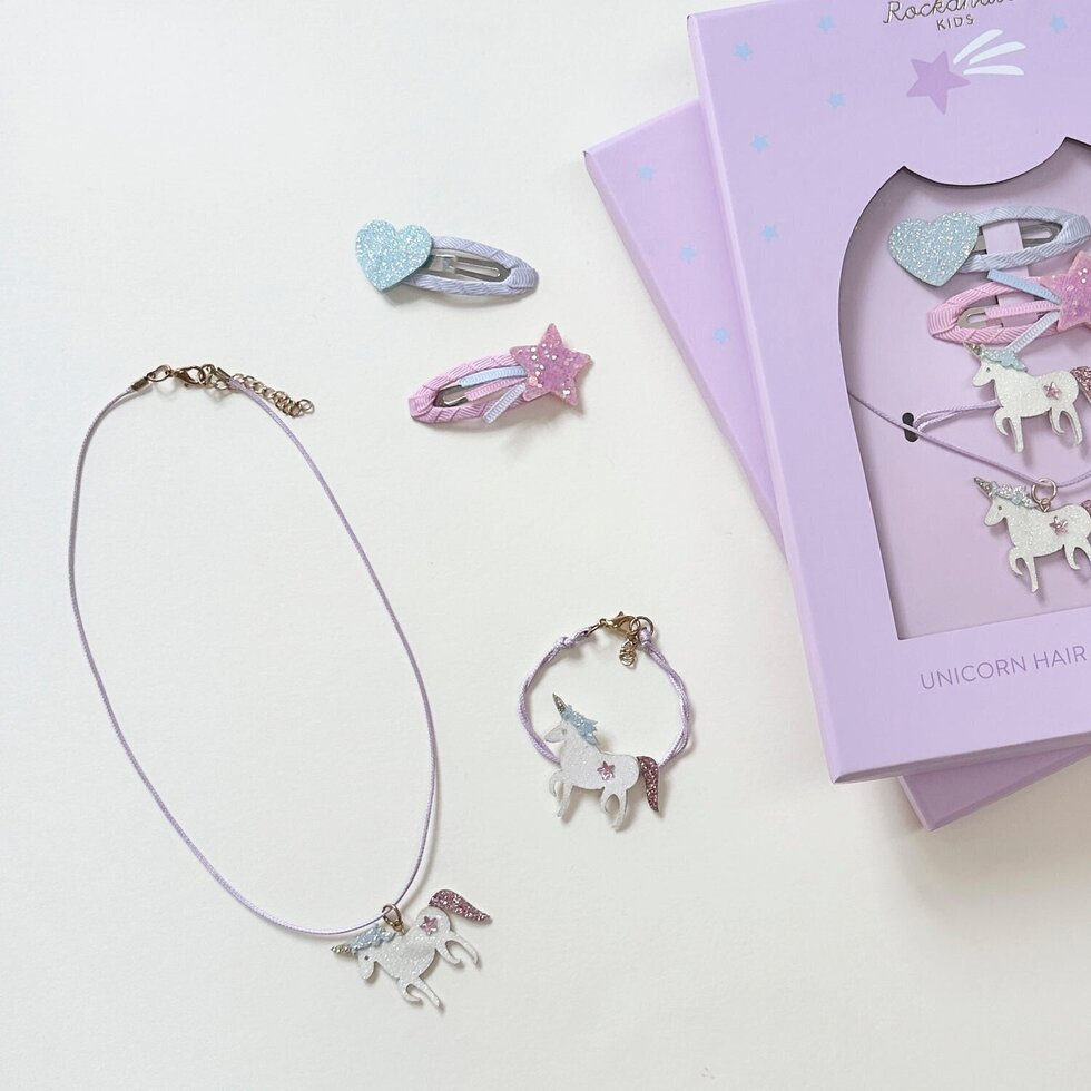 Unicorn hair and jewelry set